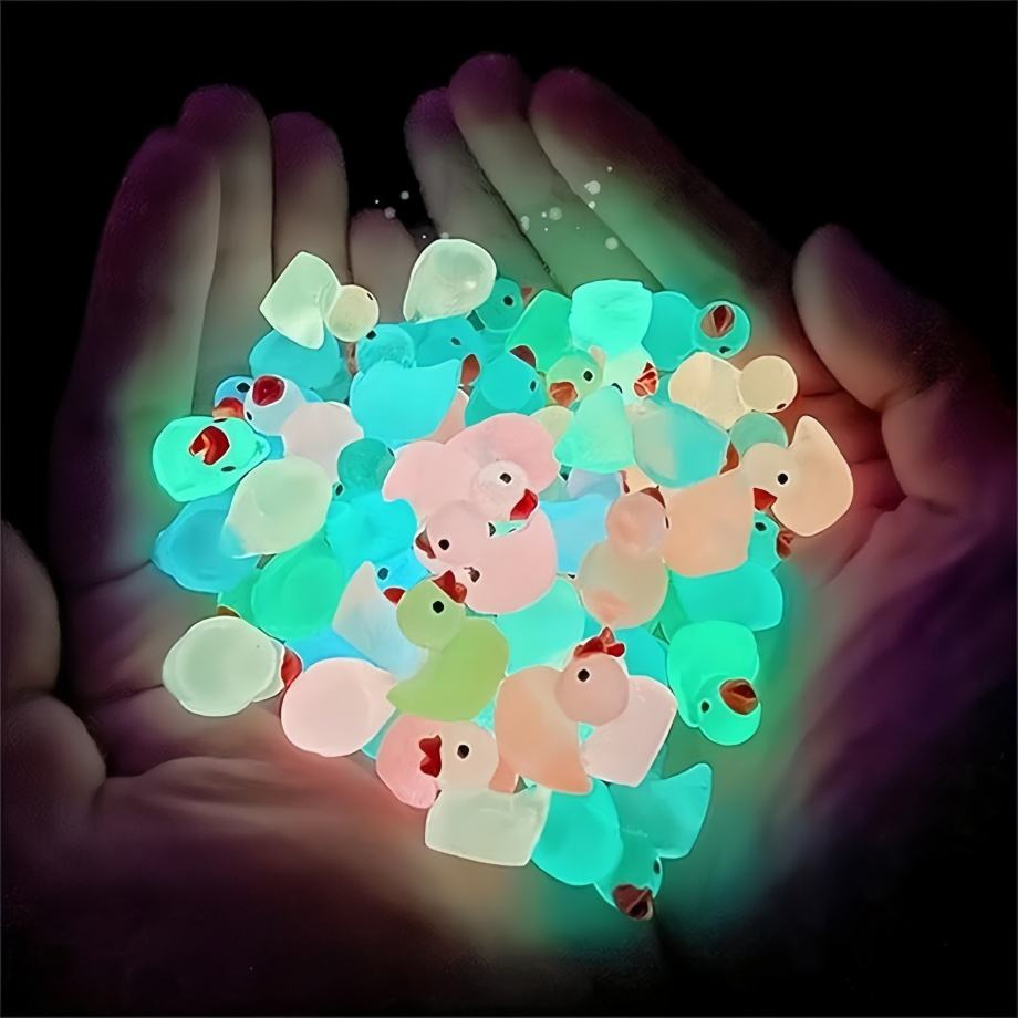 10 pcs Mini Miniature Luminous Resin Ducks Glow In The Dark 